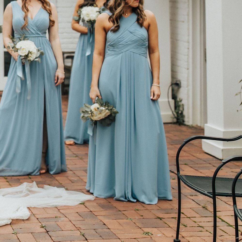 AZAZIE Kaleigh bridesmaids dress in dusty blue!!